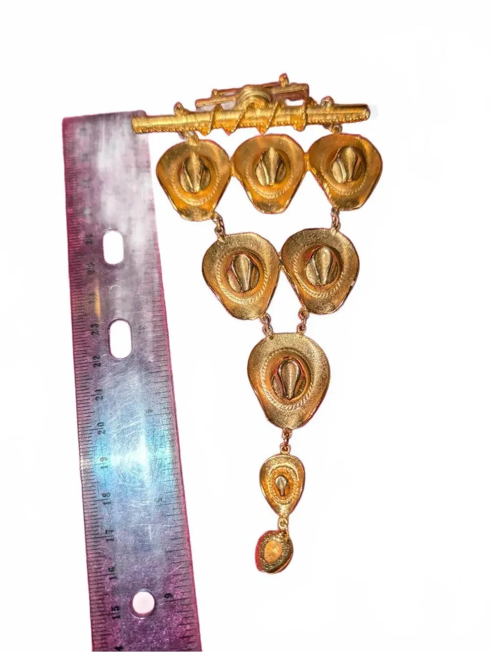 Vintage Gold Tone Cowboy Hat Dangle Brooch Pin